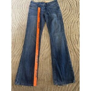 Y2K Vigoss Studio Woman’s Low Rise Bootcut Distressed Blue Denim Jeans 27